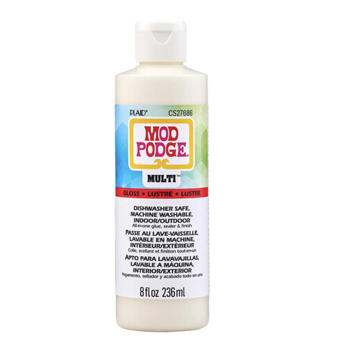 Mod Podge Multi dries clear, leaving a smooth, glossy or matte finish.